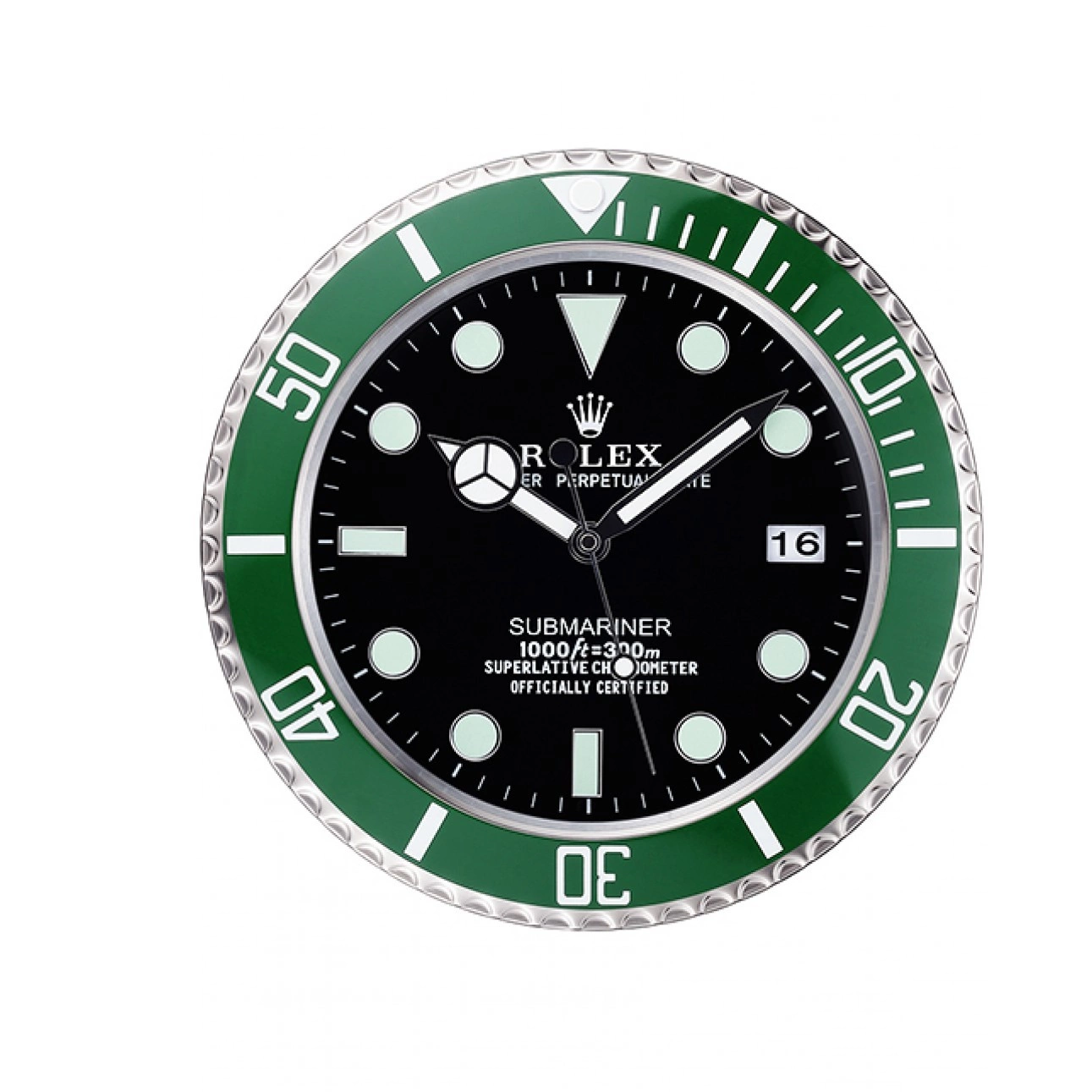 MiroTime 0719 Rolex Submariner Wall Clock Silver-Green 621912